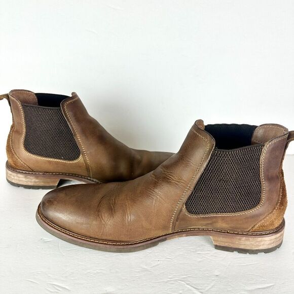Florsheim Chalet Plain Toe Gore Chelsea Boot Size 11.5 Brown Leather - Picture 3 of 8